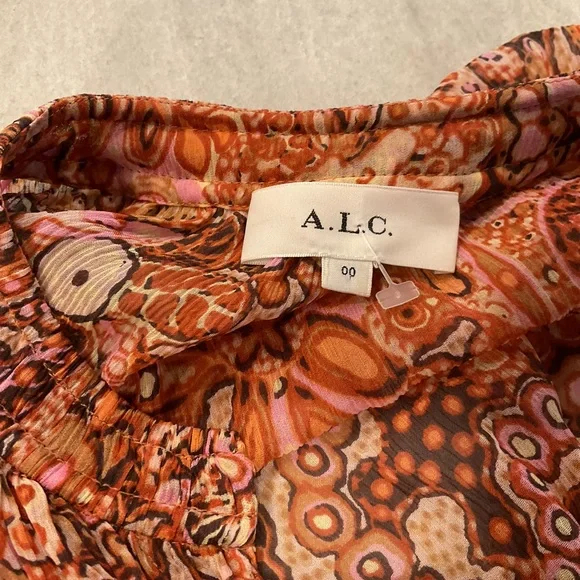 A.L.C. Orange Floral Smocked Mini Dress - Picture 8 of 14